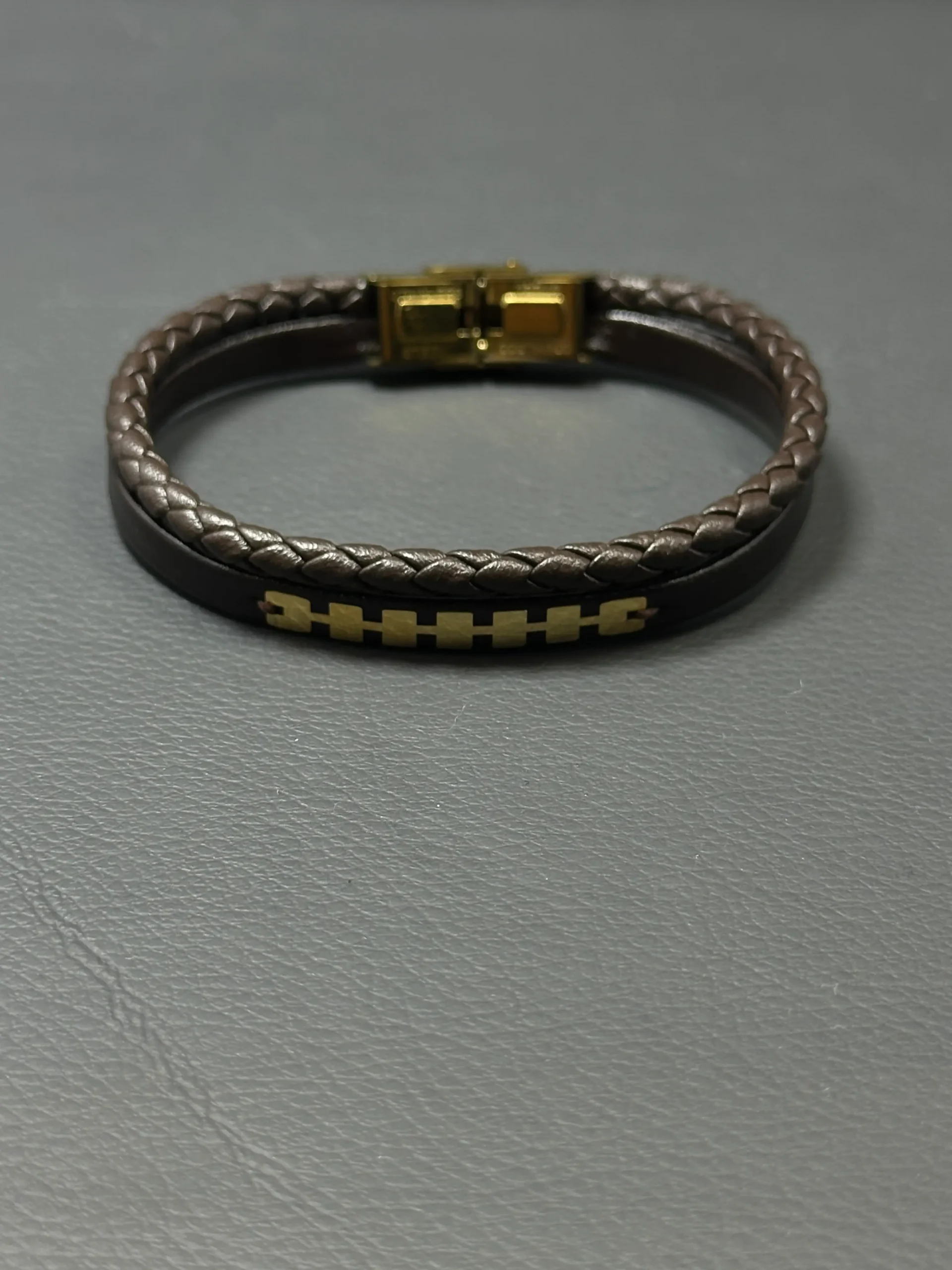 IMG_2652 دستبند چرم دوردیف حصار - Image 1