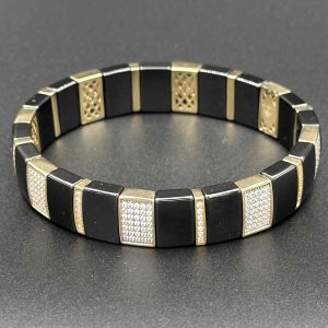 دستبند کشی سرامیک ریتم نگین دار