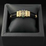 دستبند چرم دور استیل عقاب مینا