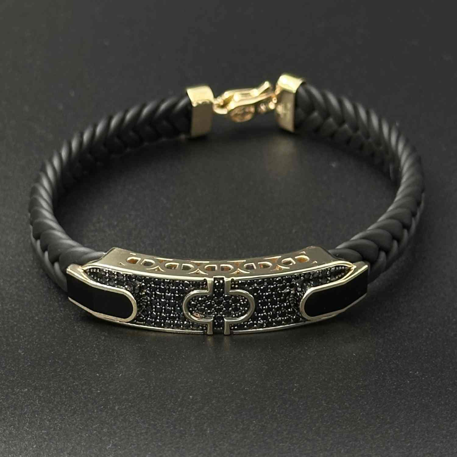 IMG_7289 دستبند چرم فول نگین دور مینا