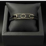 دستبند چرم فول نگین دور مینا