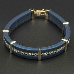 دستبند چرم ریتم تمام طلا