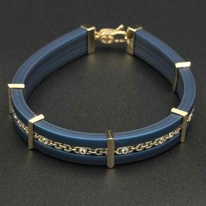 دستبند چرم ریتم تمام طلا