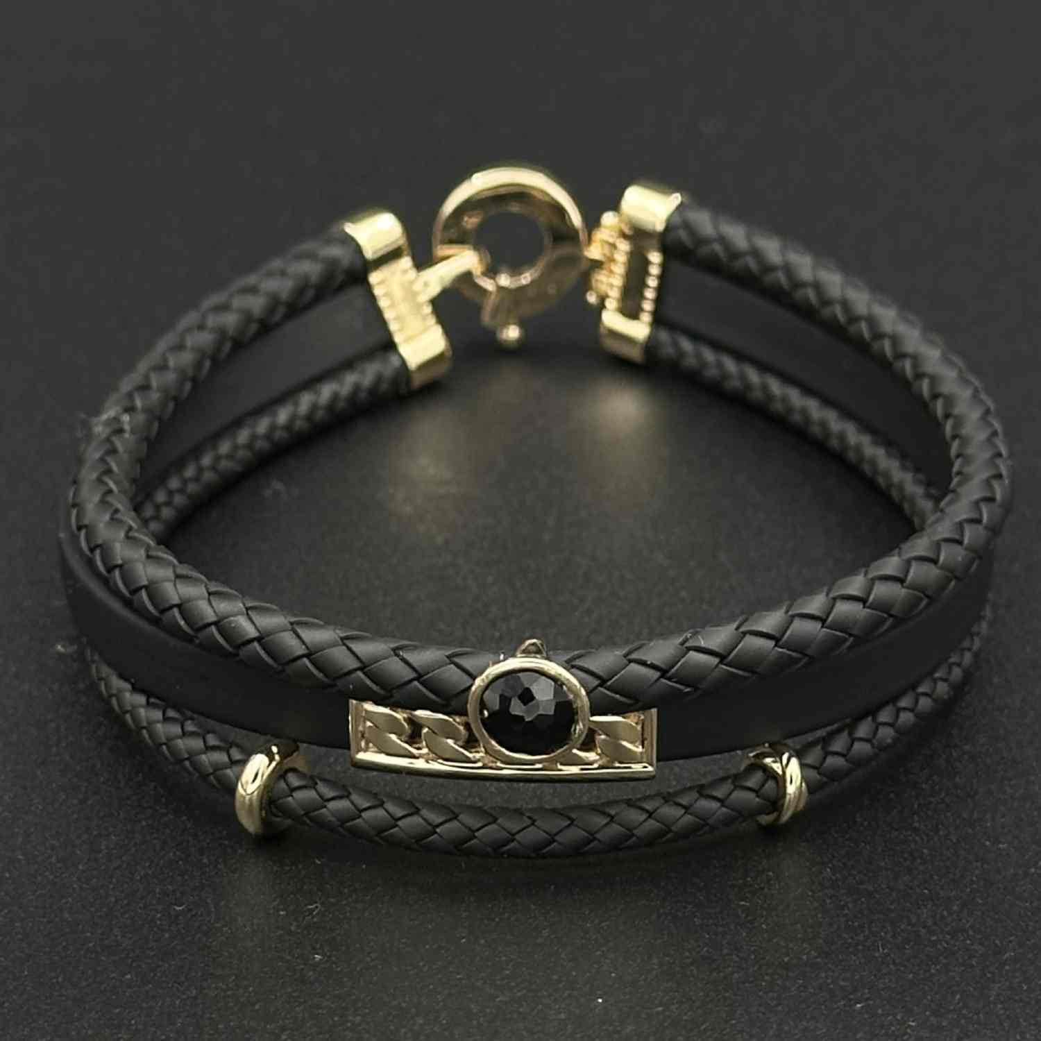 IMG_7342 دستبند چرم سه لاین نگین مارکو وسط کارتیه