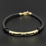 دستبند چرم طرح سه پیچ سرامیک