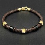 دستبند چرم طلا و سرامیک