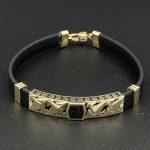 دستبند چرم چهار شهاب مینا