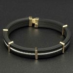 دستبند چرم ریتم وسط استیل