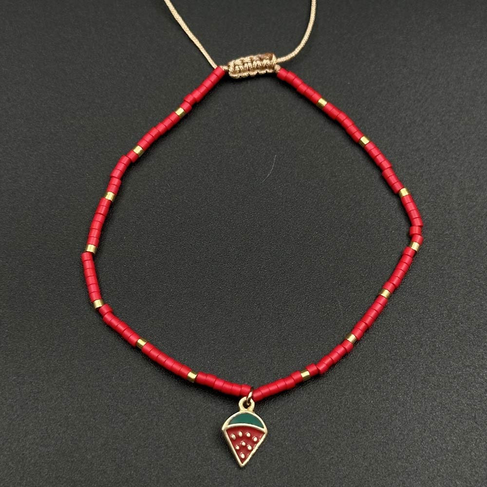 IMG_2218 دستبند بافت آویز هندوانه مینا