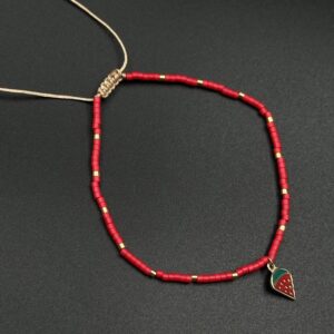 دستبند بافت آویز هندوانه مینا