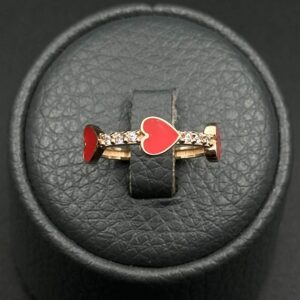 انگشتر سه قلب بزرگ مینا