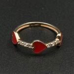 انگشتر سه قلب بزرگ مینا