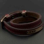 دستبند چرم دو دور پلیت مستطیل و مربع