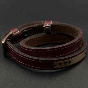 دستبند چرم دو دور پلیت مستطیل و مربع