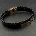 دستبند چرم پلیت سه خط