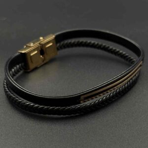 دستبند چرم پلیت تو خالی