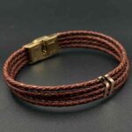 دستبند چرم چهار لاین دو فلش