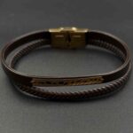 دستبند چرم پلیت خورده سنگ