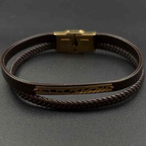 دستبند چرم پلیت خورده سنگ