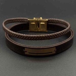 دستبند چرم پلیت وسط مستطیل