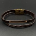 دستبند چرم پلیت وسط مستطیل