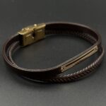 دستبند چرم پلیت وسط مستطیل - Image 2