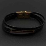 دستبند چرم دو مستطیل بزرگ و کوچک