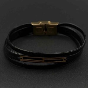 دستبند چرم دو مستطیل بزرگ و کوچک