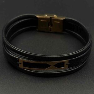 دستبند چرم دو ذوزنقه