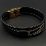 دستبند چرم دو ذوزنقه