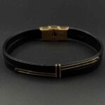 دستبند چرم دو پرچم کمربندی