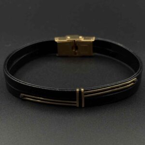 دستبند چرم دو پرچم کمربندی