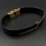 دستبند چرم دو پرچم کمربندی