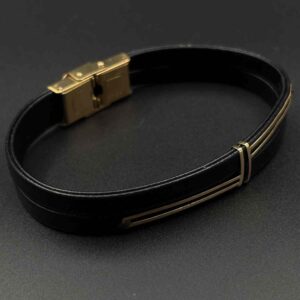 دستبند چرم دو پرچم کمربندی