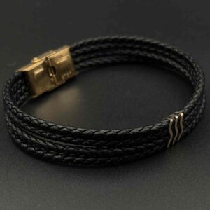 دستبند چرم چهار لاین سه موج