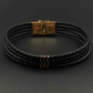 دستبند چرم چهار لاین سه موج