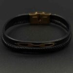 دستبند چرم ظریف دو بیضی