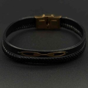 دستبند چرم ظریف دو بیضی