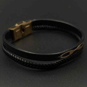 دستبند چرم ظریف دو بیضی