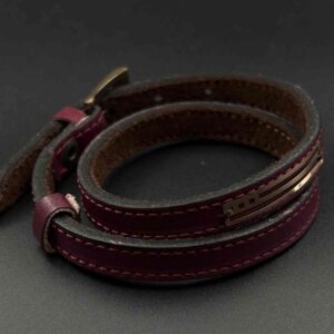 دستبند چرم دو دور پلیت سه قلب