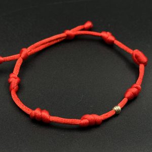 دستبند بافت رد استرینگ ( red string ) هفت گره ضخیم