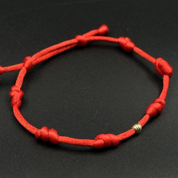 دستبند بافت رد استرینگ ( red string ) هفت گره ضخیم